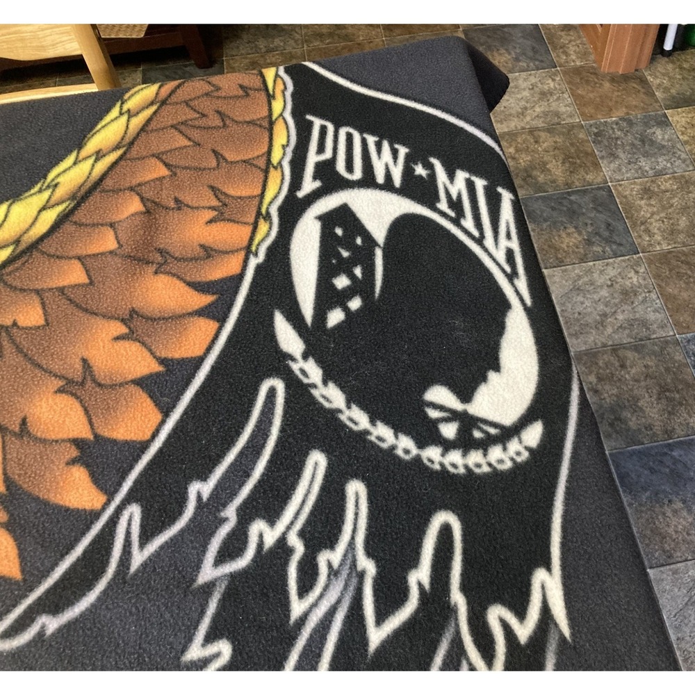 POW MIA All Gave Some Some Gave‎ All Eagle USA Flag Multi Color Blanket Soft - Picture 5 of 6